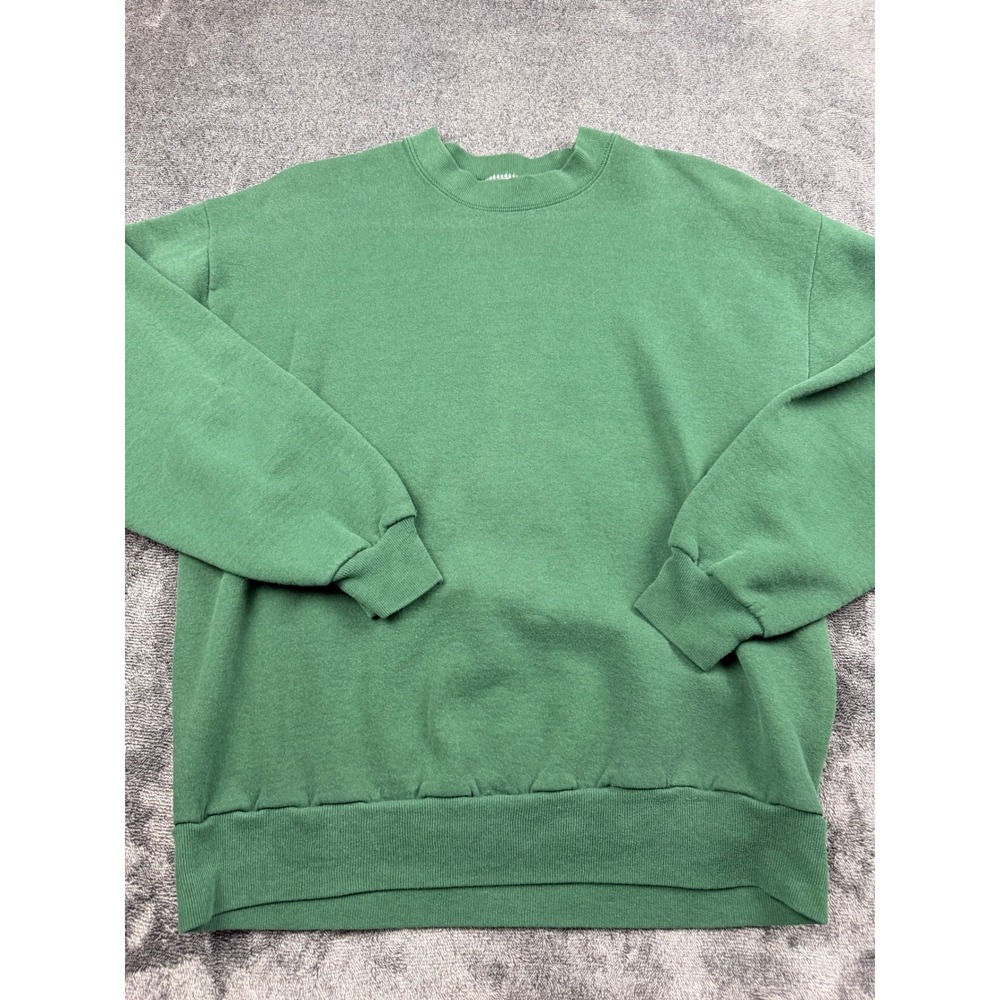Vintage Jerzees Sweatshirt Mens‎ Large Green Blank Crewneck Pullover Made in USA